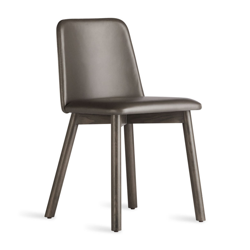 Chip Upholstered Dining Chair, Smoke, Slate Genuine Leather