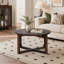 Table basse style transitionnel avec base à tréteaux, finition noyer foncé brossé pour les salons modernes et classiques-133449119-133449122