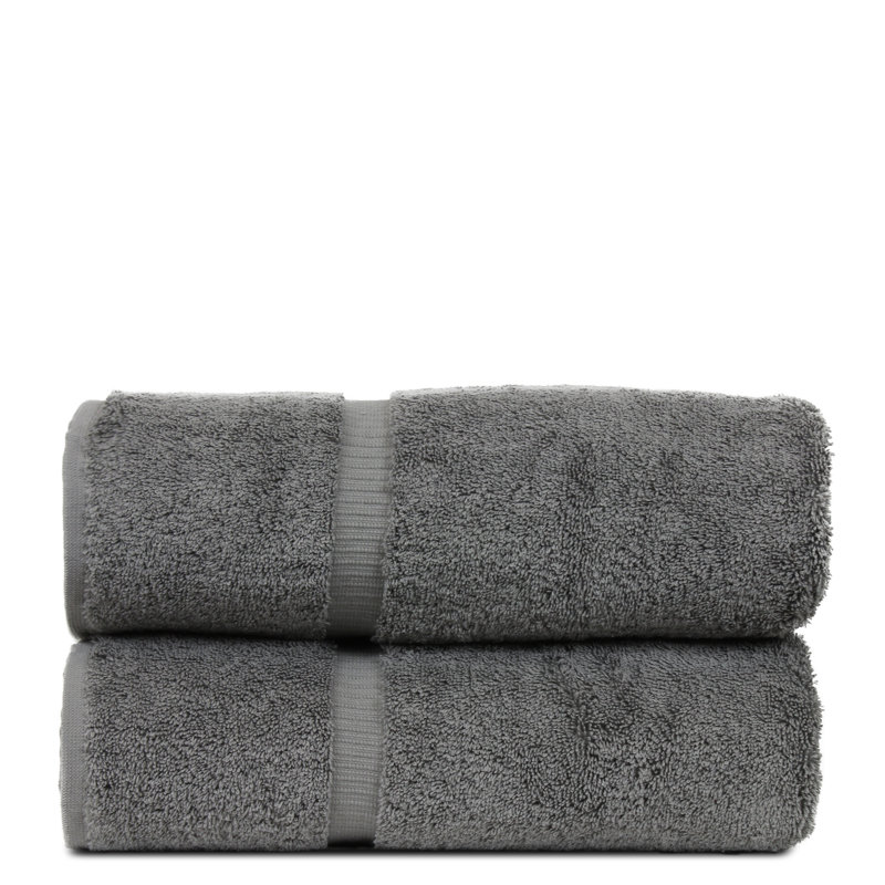 Ensemble de serviettes de bain en coton turc 2 pièces Wellston, Gris
