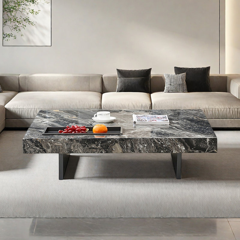 Table basse rectangulaire suspendue en marbre, Gris