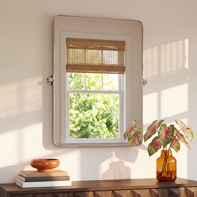 Evvie Metal Rectangle Mirror, Silver