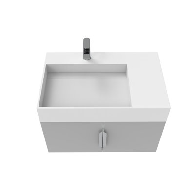 Amazon 30'' Wall Mounted Single Bathroom Vanity with Solid Surface Top