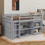 Lit mezzanine simple avec étagère à tiroirs et bureau coulissant-1148410330