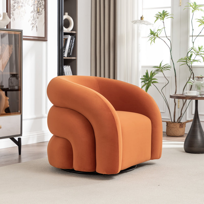 Fauteuil demi-tonneau rembourré et pivotant, Orange