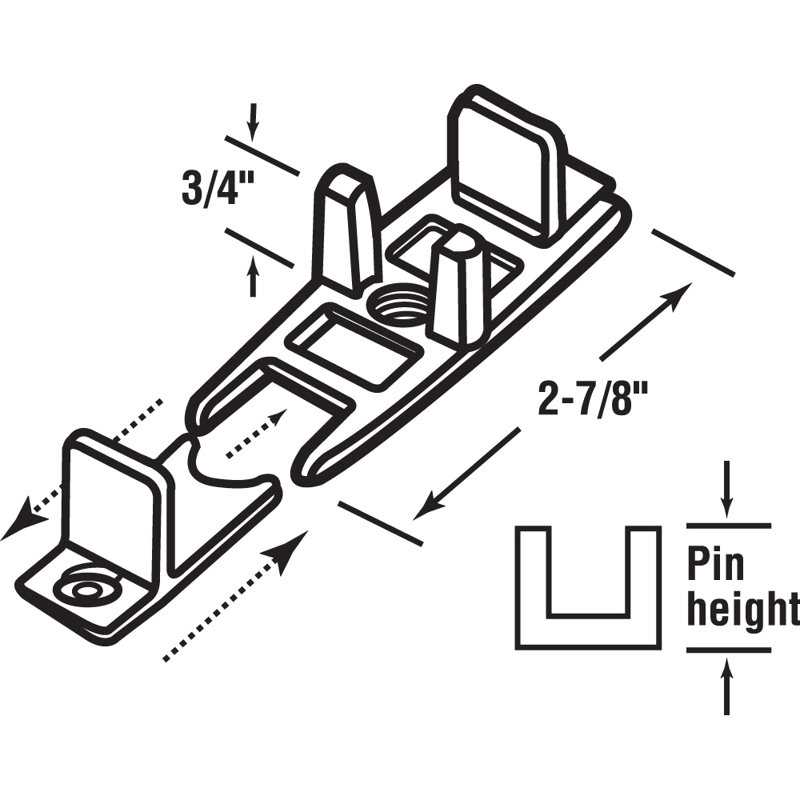 Guide de porte de dérivation Prime-Line avec nylon réglable de 3/4 po de hauteur