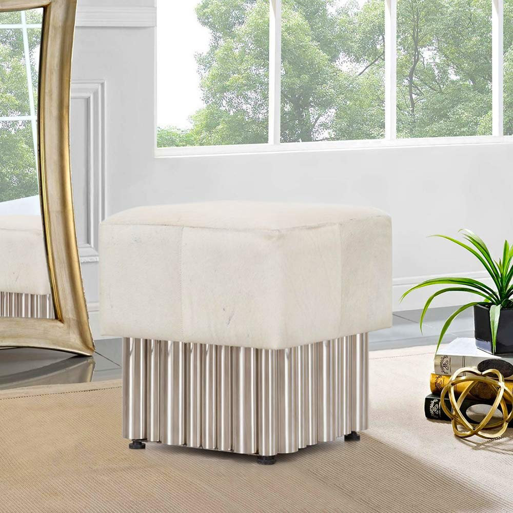 Design Gallerie Square Upholstered Ottoman, Metal Frame, 18X18X18.5