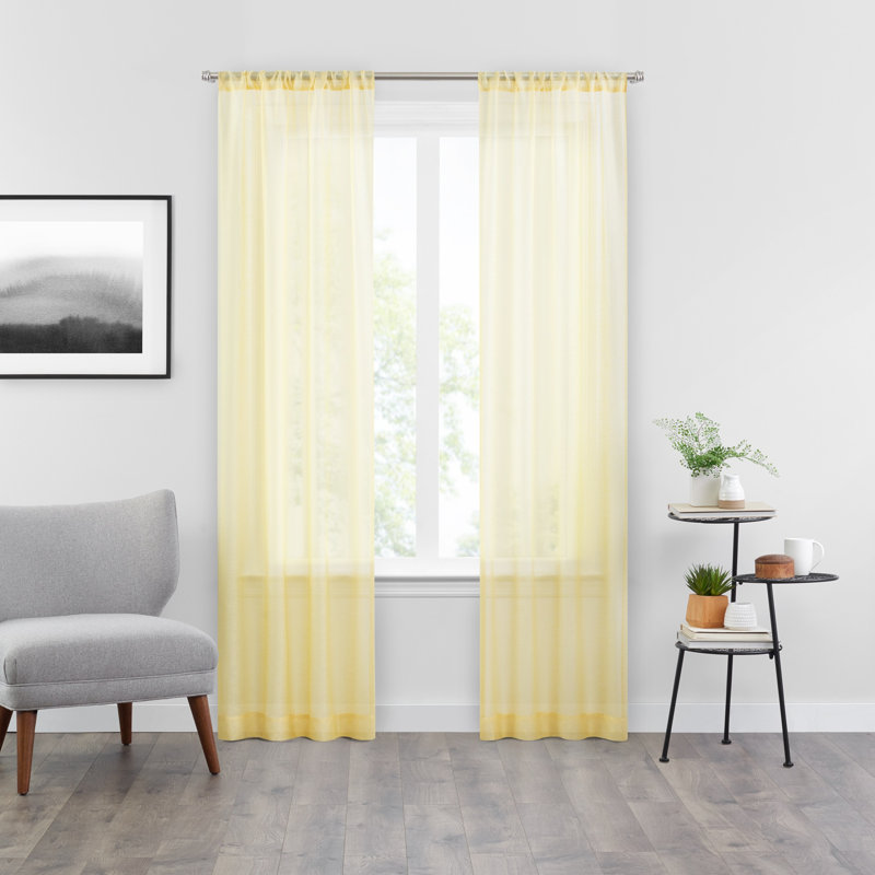 Vue Snow Voile Sheer Curtain Panels, (6) 37 In X 84 In, Multi-Pack Panels, 6 Window Curtains, Yellow, 37" W x 84" L, Yellow