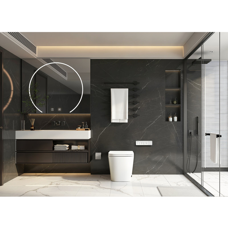 Yecla Elongated  Smart Bidet Toilet with LED screen display,Built in Tank,ADA Chair Height, Heated Seat, Dryer & Foot/Remote Flush,Dual remote control