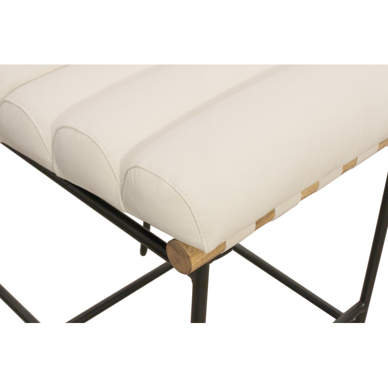 Ensemble de table de comptoir 36 po Gwinn avec 2 chaises de comptoir Layla en cuir authentique ivoire