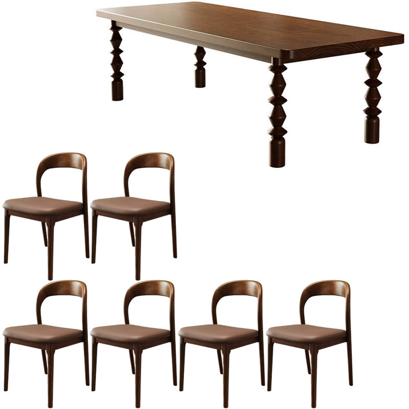 Ensemble de table en bois massif rétro de style français, H 29,5 po x L 70,8 po x l 31,4 po