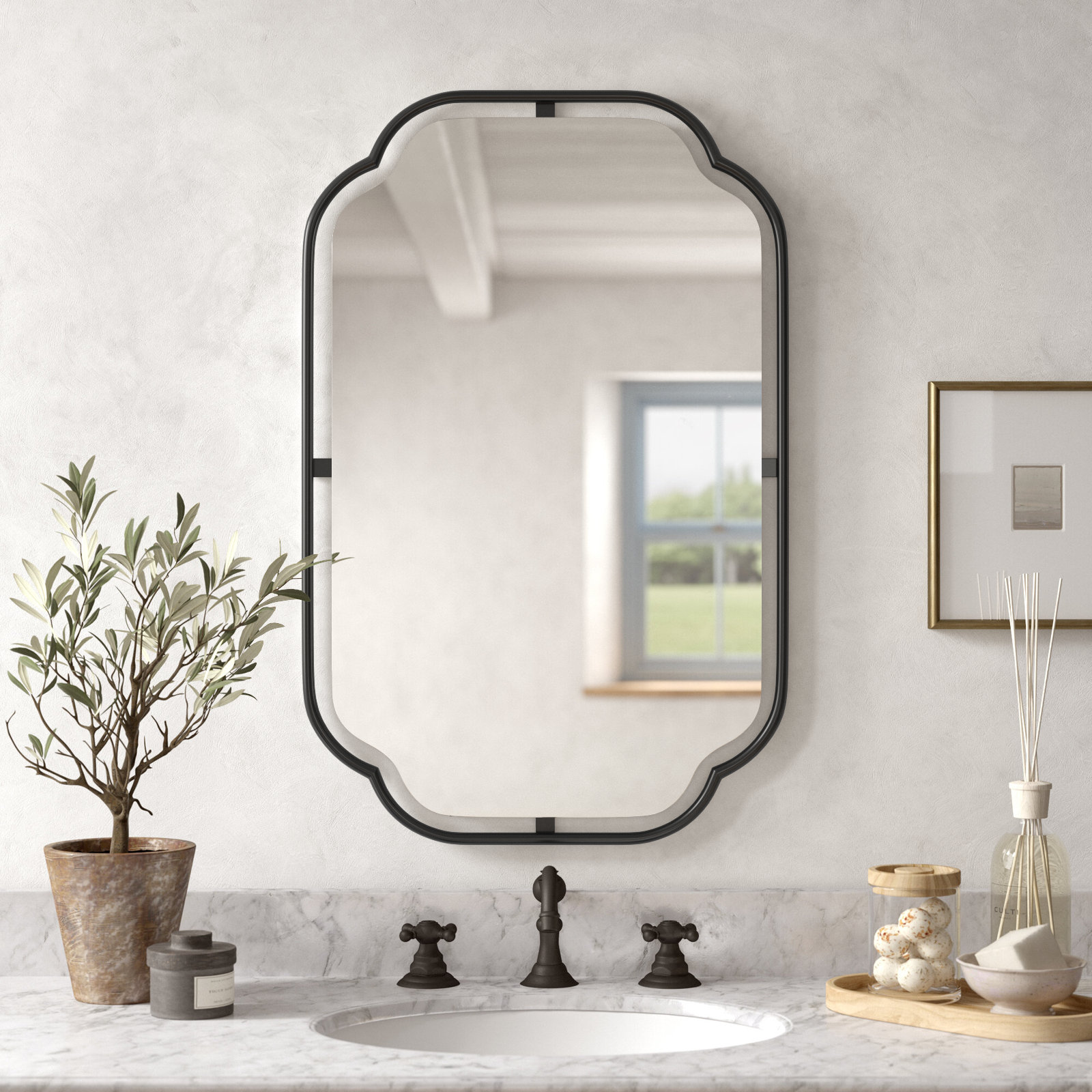 Moors Accent Mirror, Matte Black, 34" x 22.25"