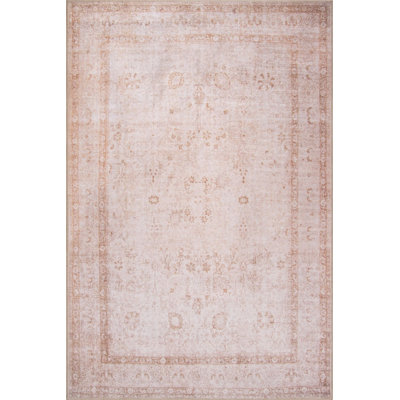Beige Oriental Vintage Look Woven Base Decorative Carpet