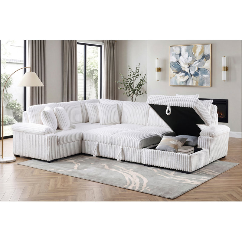 Mobilier de salon rembourré en velours côtelé 3 pièces, Velours côtelé blanc
