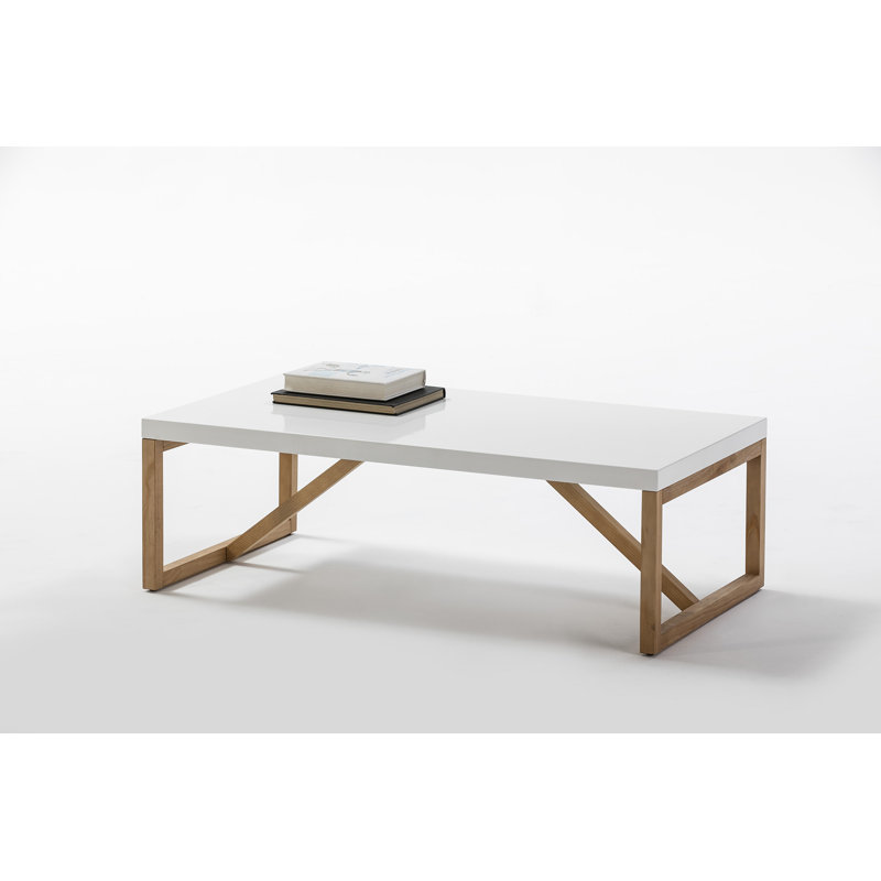Biscayne Solid Wood Sled Coffee Table, White