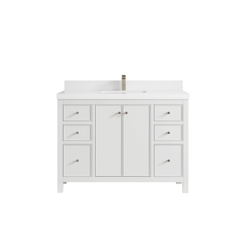 Meuble-lavabo simple 48 po avec plateau en quartz Bronya