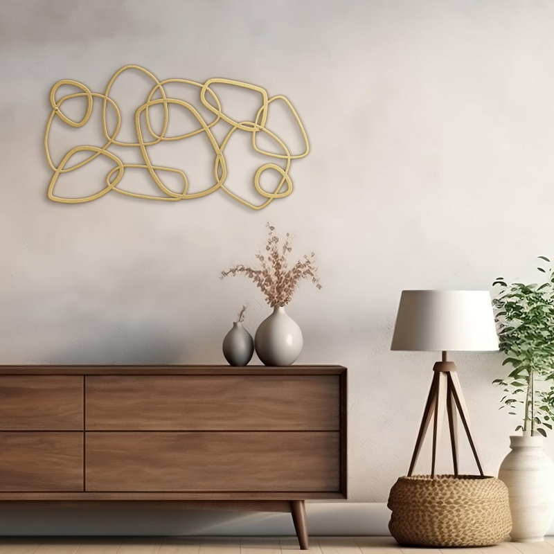 Décoration murale en métal, H 18 po x l 36 po x P 0,05 po, Or