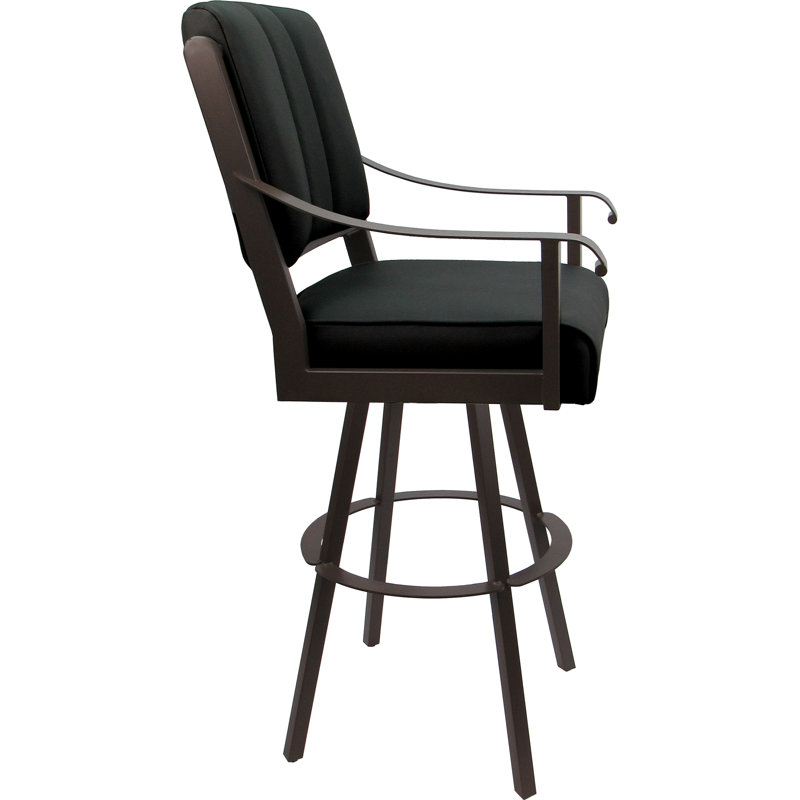 Leather Swivel Metal Counter Bar Stool 26" Seat, Black, Counter Stool (26" Seat Height), Brown