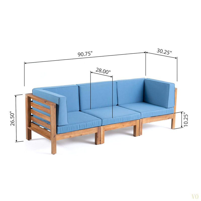 3-PIECE SOFA SET, Brown, Blue