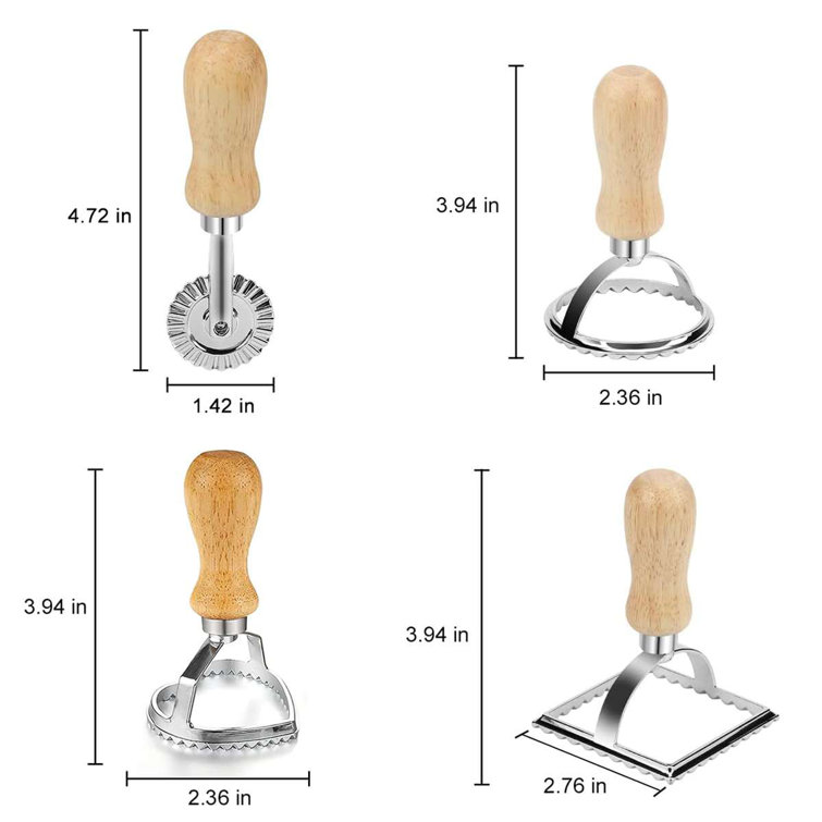 Frieling Pasta Cutters, Set of 4, 12 Inches, Beech Wood