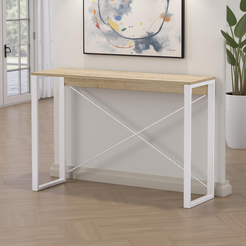 110cm Console Table, White, Natural