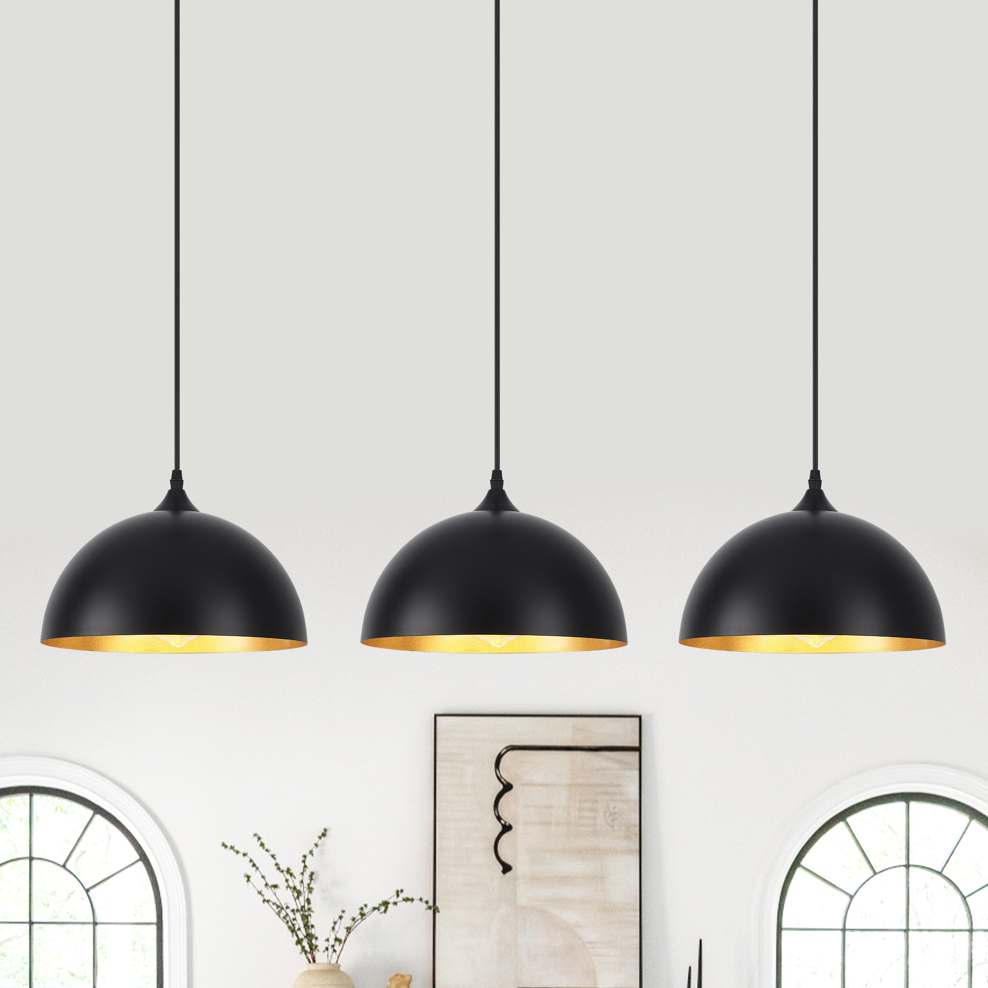 Set of 3 dome hot pendant light fixture