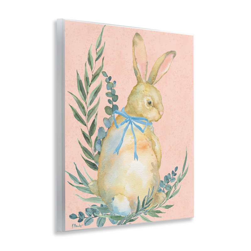 Plaque murale pastel eucalyptus et lapin, design par Paul Brent