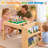 3-in-1 Kids Wooden Activity Table with LED Light Panel, Reversible Building Block Top and Book Storage