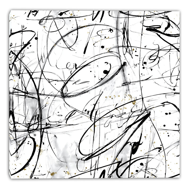 Encre Rhythme I, art mural sur toile tendue, H 20 po x l 20 po
