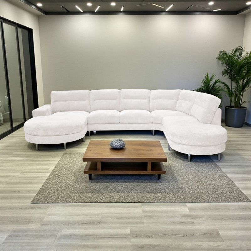 6 Seater Corner Sofa , Right Hand Facing, White