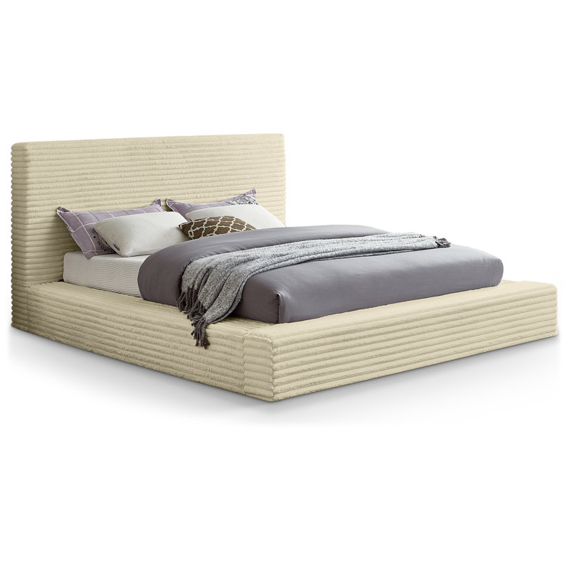 Dexter Corduroy Fabric Bed, Queen, Cream Corduroy Fabric