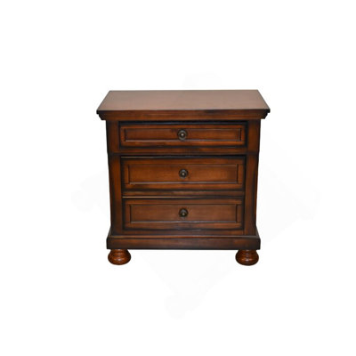 Wood Nightstand With Hidden Jewellery Drawer In Dark Walnut