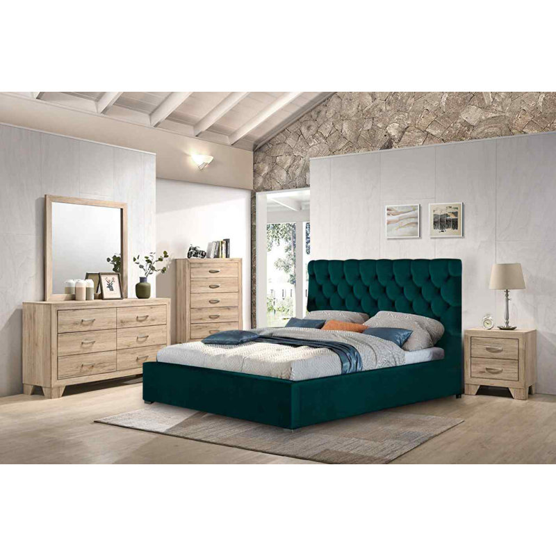 Upholstered Bed, Single (3'), Green