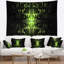 Motif de papillon abstrait vert sur tapisserie noir-28498123