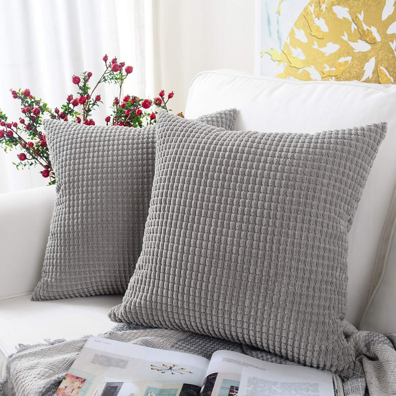 Ensemble de 2 housses de coussin décoratif seulement - Housses de coussin décoratif 20 po x 20 po, Gris clair, 20 po x 20 po