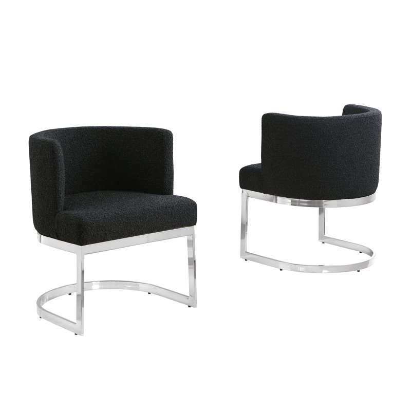 Chaise d'appoint simple avec base traîneau, Noir, Argent