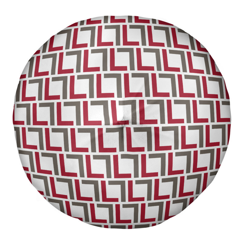 Housse de coussin rond Tampa Bay, 26'' x 26'', Blanc / rouge / étain