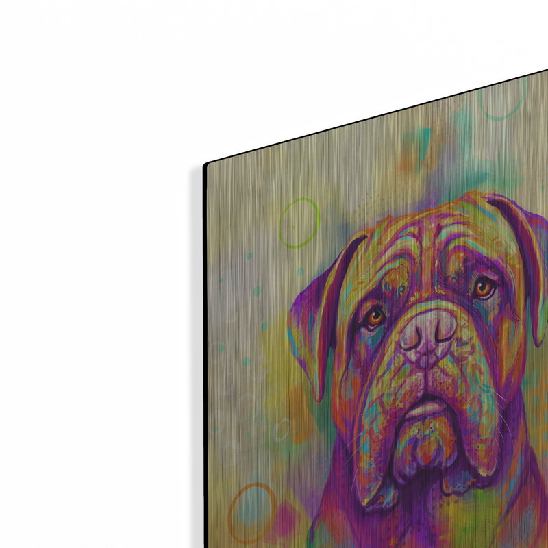 Red Barrel Studio «Pop Art Dogue De Bordeaux» par Furbaby Affiliates, art mural en métal, H 24 po x l 16 po