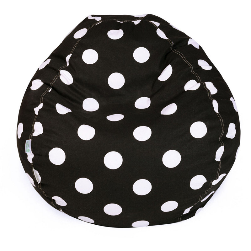 Cotton Bean Bag Chair & Lounger, Black Cotton Twill, 22'' H x 28'' W x 28'' D