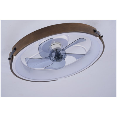 Ventilateur de plafond 20 po avec ensemble de lumières (DEL) et télécommande, ventilateur DEL encastré moderne à intensité variable 3000-6500K, 6 vitesses, moteur à courant continu silencieux pour le salon, la chambre à coucher, la cuisine - bois et blanc