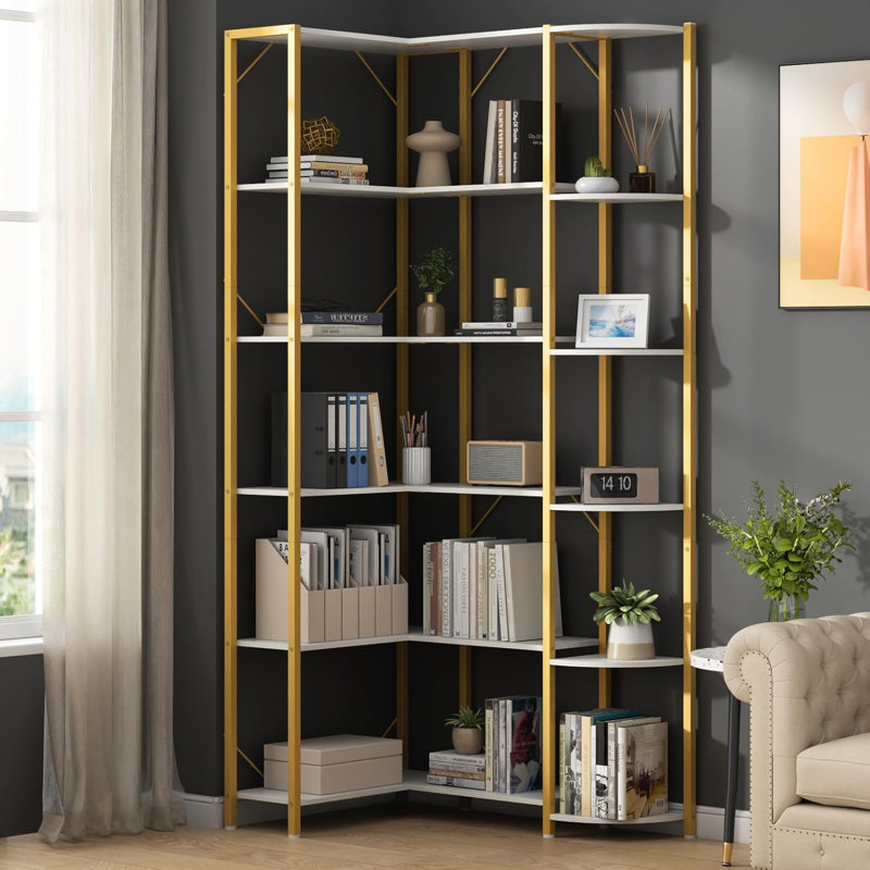 180cm H x 88cm W Iron Corner Bookcase