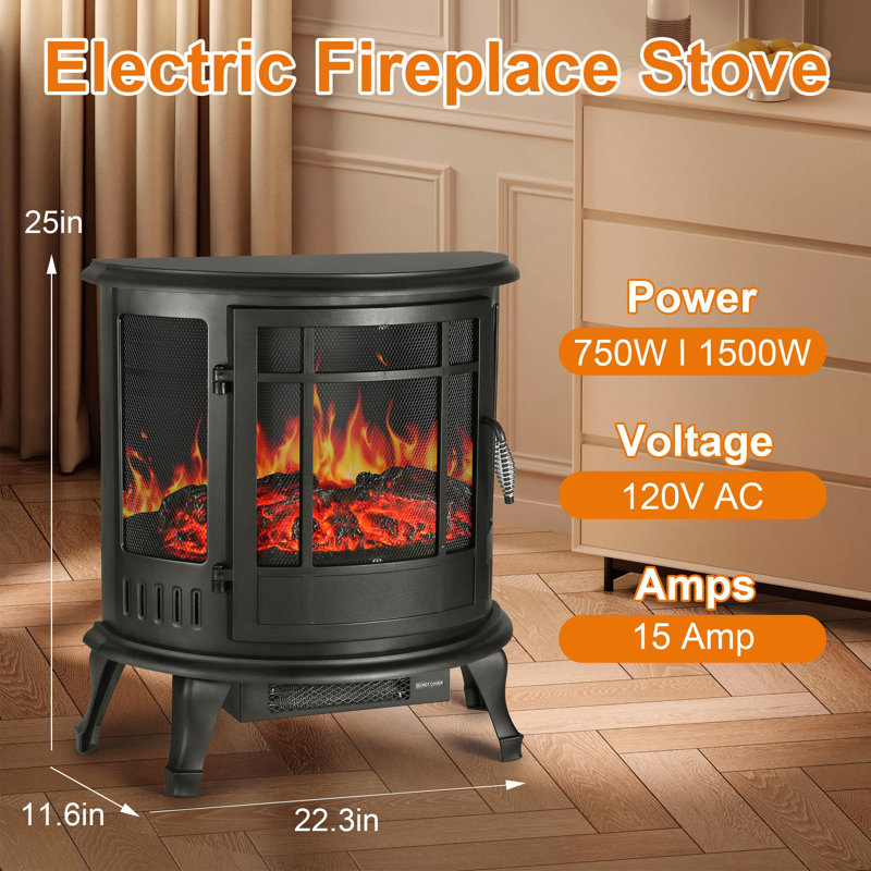 FLAME&SHADE 25" Electric Fireplace Heater - infrared heater with Realistic LED 3D Flames and Remote Contro, Fire Place Electric Freestanding, fake fireplace heaters for indoor use, Timer, 750 | 1500W
