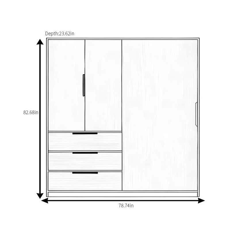 Modern Simple Wardrobe, H 83 po x l 79 po x P 24 po