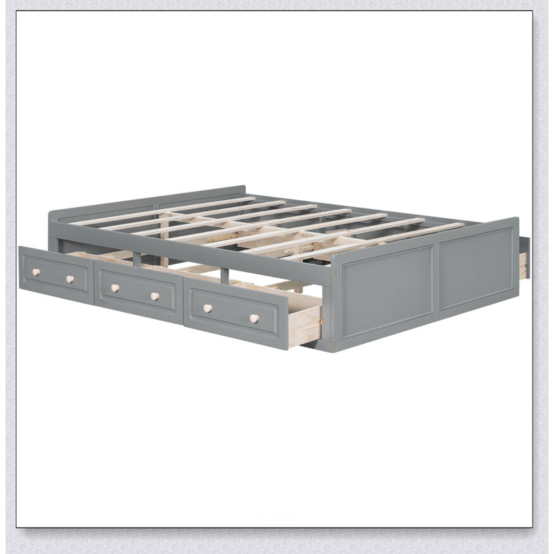 Structure de lit plateforme en bois avec 6 tiroirs