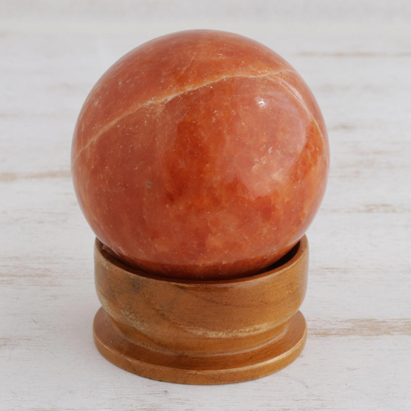 Chaleur rayonnante Justus et boule de calcite, Orange, H 4,1 po x l 3 po x P 3 po
