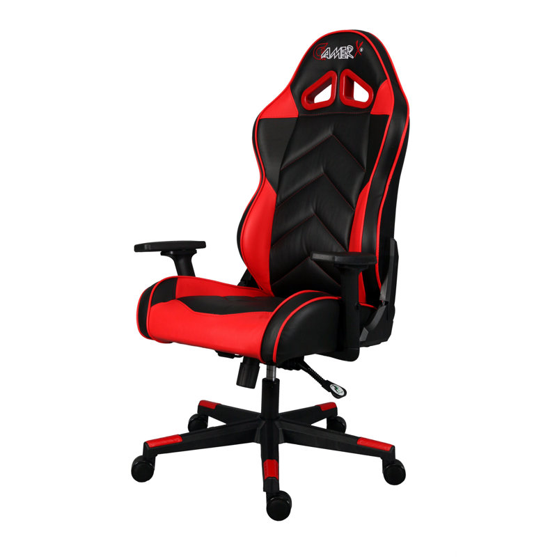 Fauteuil de jeu inclinable et ergonomique en cuir East Red Home Balik