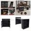 Îlot de cuisine de 80 po avec table de salle à manger, comptoir en grain de marbre avec prise de courant, chariot de rangement mobile avec armoire et 2 tiroirs, noir