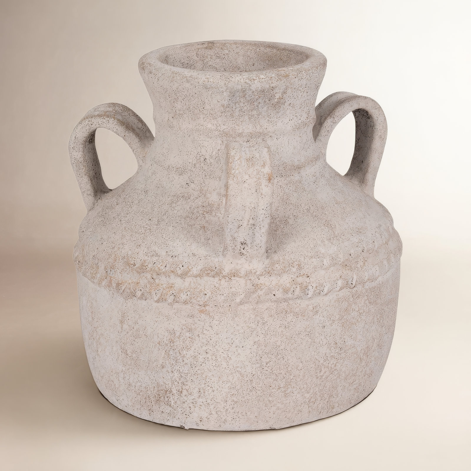 Tenney Terracotta Table Vase, 12" H x 13" W x 13" D, Ivory