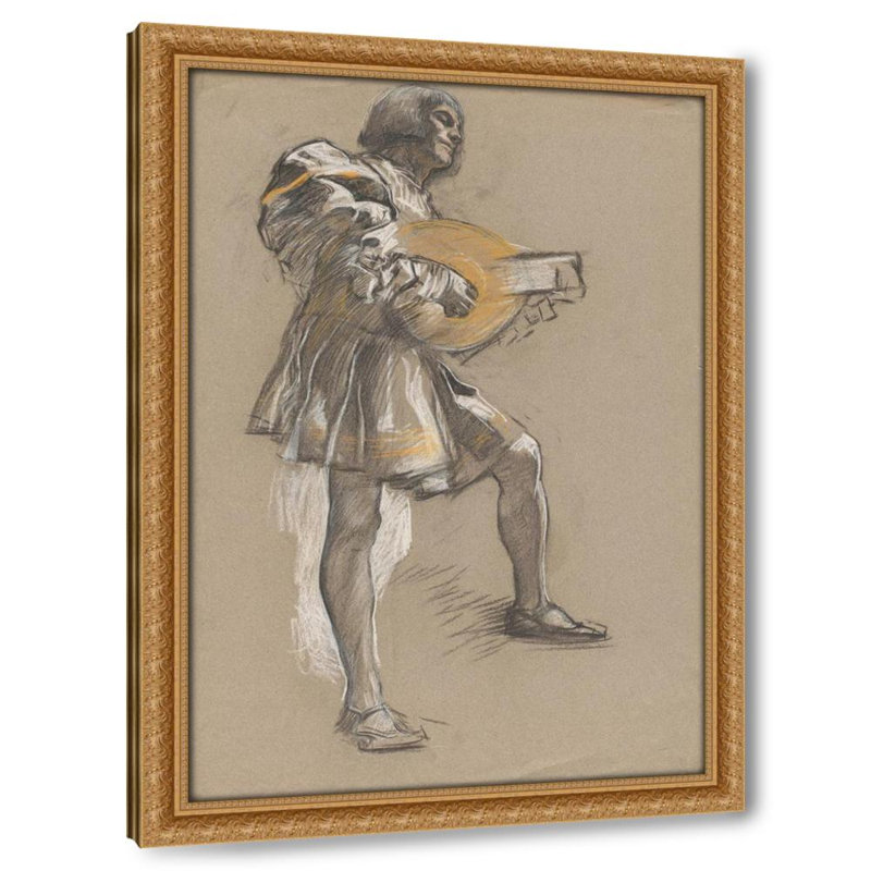 Figurine avec mandoline en costume médiéval