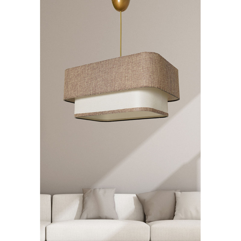 Luminaire suspendu rectangulaire 1 lumière Haddi, Crème/beige, Or