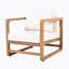 Chaise longue d'extérieur, fauteuil club en bois d'acacia, siège surdimensionné avec ensemble de coussins blancs